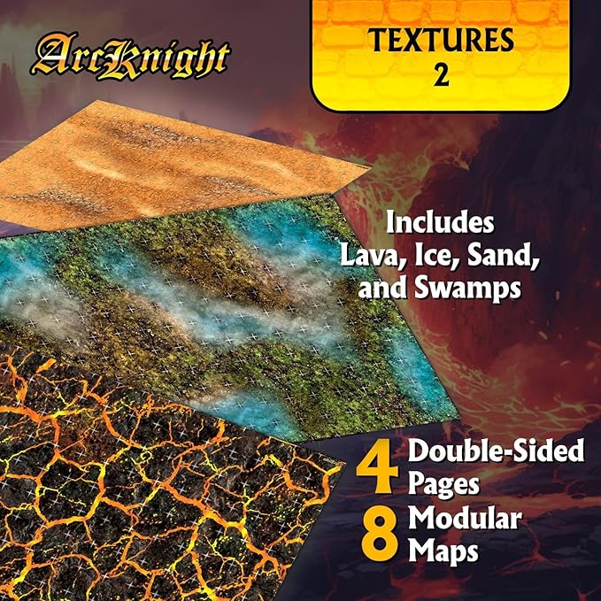 Arcknight The Textures Pack 2 Roleplaying Battlemaps; 16 Modular RPG Maps in 8 Double-Sided Pages, 1" Square Grid, Modular & Versatile Design for Tabletop Gaming - for Dungeons & Dragons & Pathfinder