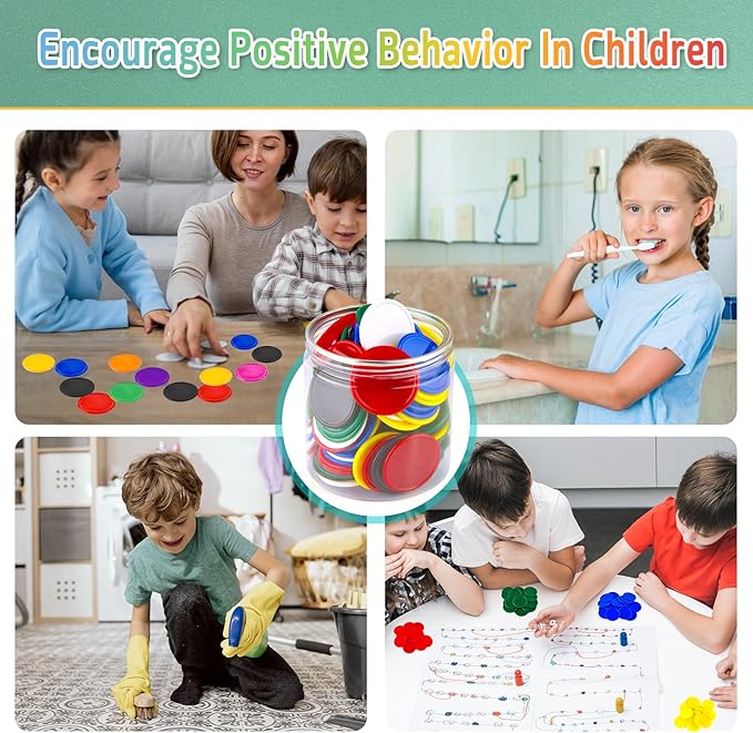 Coopay 1200 Pcs 1.5 Inch Learning Counters Disks Plastic Poker Chips, Bingo Chips 10 Colors Counting Discs Markers for Math Practice, Poker Card Game Tokens, Teaching Rewards, 38 mm