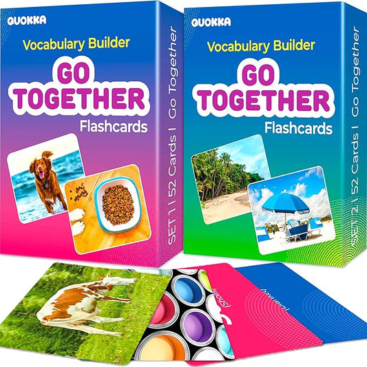 QUOKKA 104 Vocabulary Flash Cards Go Together with Realistic Images for Pre-K and Kindergarten - Perfect for Teachers, Parents, and Speech Development Activities- Vocabulary Builder for Kids Adults