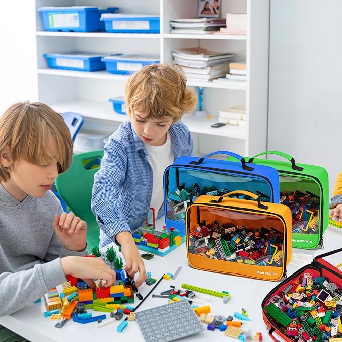 4 PCS Toys Storage Bag, Classic Bricks Building Set Storage Bag, Travel Case for Building Toys, Puzzles, Small Large Size