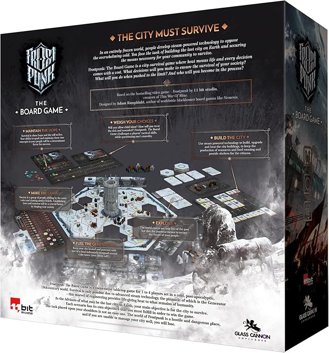 Frostpunk The Board Game - Manage Society in an Ice-Age Apocalypse! Cooperative Survival Strategy Game for Adults, Ages 16+, 1-4 Players, 120-150 Minute Playtime, Made by Rebel Studio