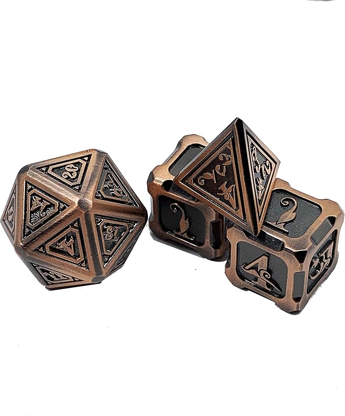 Metal Dice Set Collection for DND and All TRPG Games (Dragon Dice, Copper 11 Set)