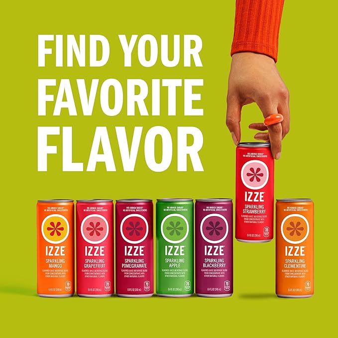 IZZE Sparkling Juice Beverage Blend, Cherry Lime, No Sugar Added, 8.4 FL OZ, 24 Cans