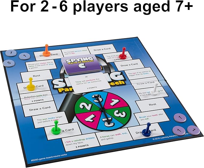 LEARNING ADVANTAGE Spying Parts of Speech - Board Games for Kids - Word Games - In-Home Learning - Sentence Building