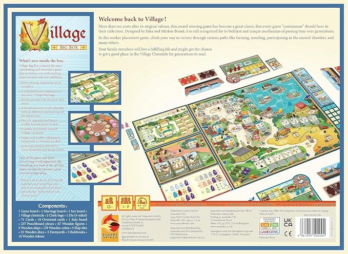 Village Board Game Big Box Edition - Includes All Expansions & Promos! Medieval Farming Strategy Game, Family Game for Kids & Adults, Ages 12+, 1-5 Players, 60-120 Min Playtime, Made by Eggertspiele
