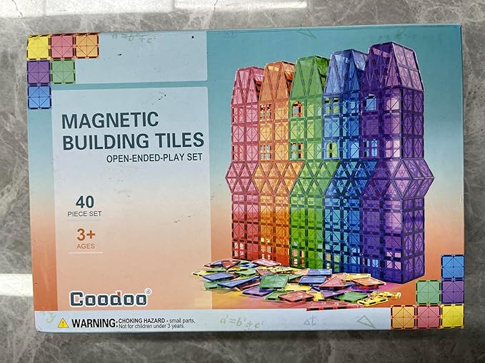 Magnetic Tiles Kids Toys STEM Magnet Toy for Toddler Magnetic Blocks Building Preschool Learning Sensory Montessori Toys for 3+ Year Old Boys and Girls, Safe Creativity Toddler Kids Toy 40PCS