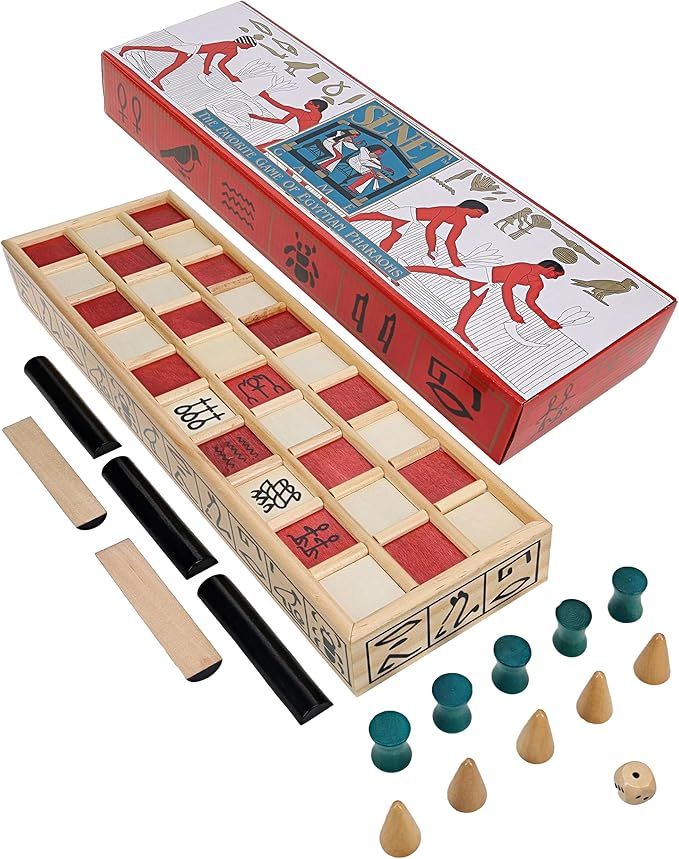 WE Games Senet Egyptian Board Game – Handcrafted Solid Wood Senet Set for Historical Education, Cultural Appreciation & Strategy – Ancient Game for Friends
