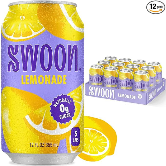 Swoon Classic Sugar Free Lemonade - Low Carb, Keto & Paleo-Friendly, Gluten-free Vitamin C Drink - Made with 100% Natural Lemon Juice Concentrate & Sweetened by Monk Fruit, 12 Fl oz (Pack of 12)