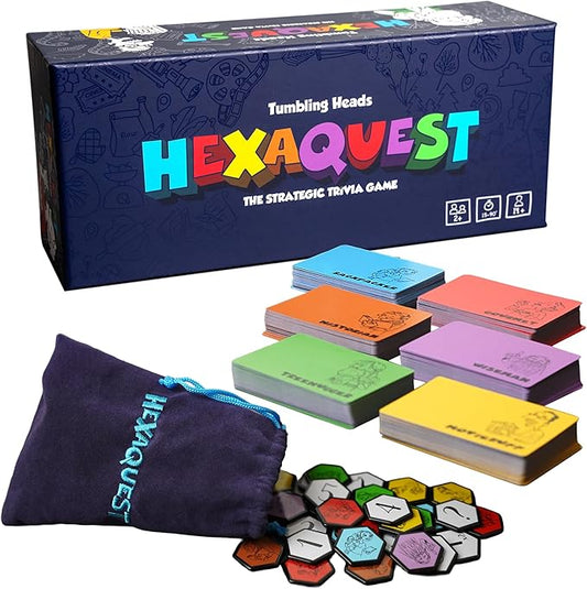 The Strategic Trivia Board Game – 1500 Questions, 6 Categories, 65 Hexagon Tiles, Premium Bag – Fun, Quick to Learn, Perfect for Game Nights, Families & Parties