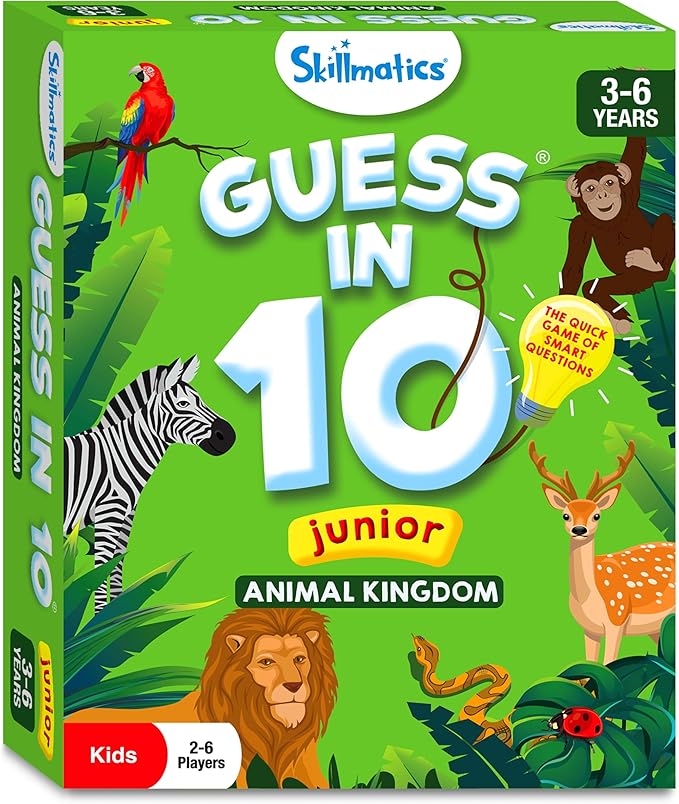 Skillmatics Guess in 10 - Animal Kingdom, Card Game for Preschool Kids, Girls & Boys, Fun Travel Game & Gifts for Ages 3, 4, 5, 6