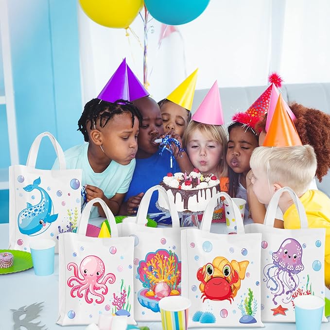 Ferraycle 24 Pcs Sea Animals Party Favor Bags Under the Sea Goodie Bags Cute Marine Favors Treat Supplies for Baby Shower Birthday Party Decor