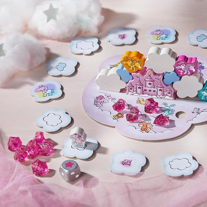 HABA Unicorn Glitterluck Cloud Stacking - Cooperative Kids Board Game - Fun Games for Kids and Unicorn Games Ages 4+ Made in Germany
