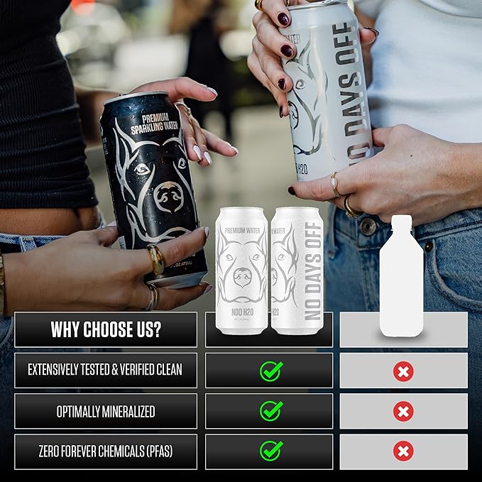 NDO H2O Premium Alkaline Water Case - 12 Pack (16 fl oz, Still) | Reverse Osmosis Purified Canned Water | Tested for Over 400 Impurities | pH 8.1 Balanced | Electrolytes & Minerals