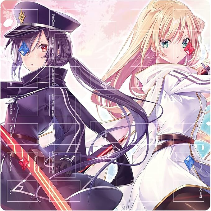 Card Rubber Mat - 2 Player, Square playmat for Gamer 60x60cm/23.6x23.6inch