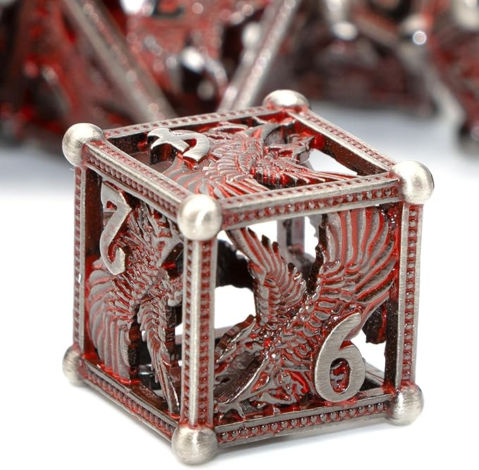 DND Dice - 7pc 3D Eagle Design Metal Bloody Dice Set for Dungeons and Dragons, D&D Gift
