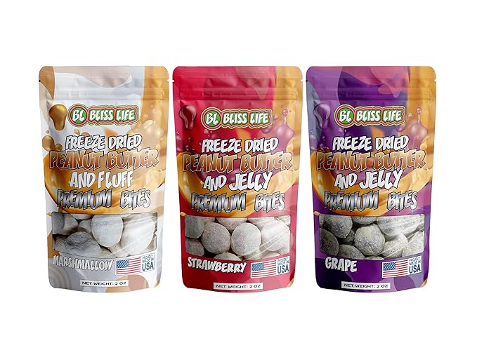 Freeze Dried PB&J Strawberry Candy Exotic new TikTok Trend Unique Novelty Snack that Melts in your Mouth 2oz
