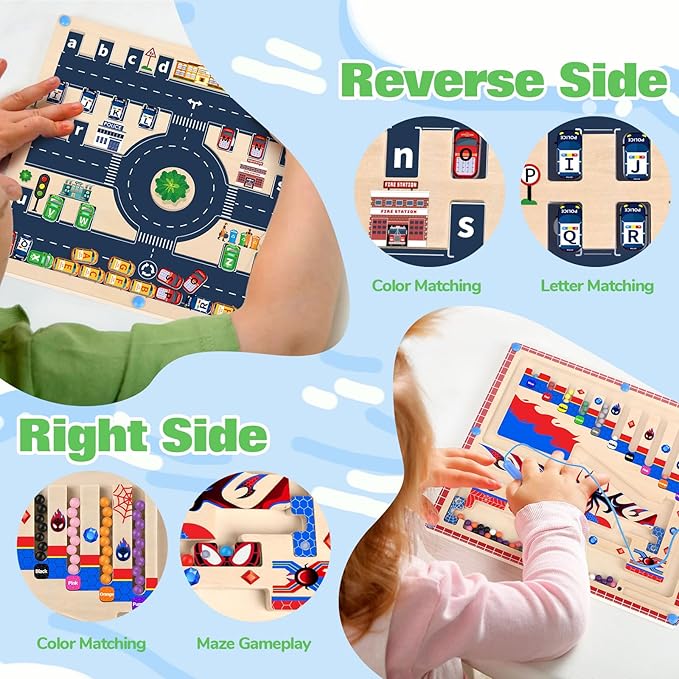 Toys for Boys 2 in 1 Montessori Toys Magnetic Color and Number Maze for Toddler Boys Gifts Magnetic Alphabet Maze ABC Alphabet Learning Preschool Learning Activities Toddler Busy Board Game