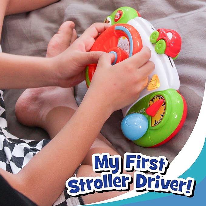 My First Baby Stroller Toy, Toddler Steering Driving Wheel, Car Seat Educational Learning Driver Toys, Pretend Drive Dashboard, Infant Baby Preschool Gift 6 7 8 9 10 11 12 Month 1 Year Old