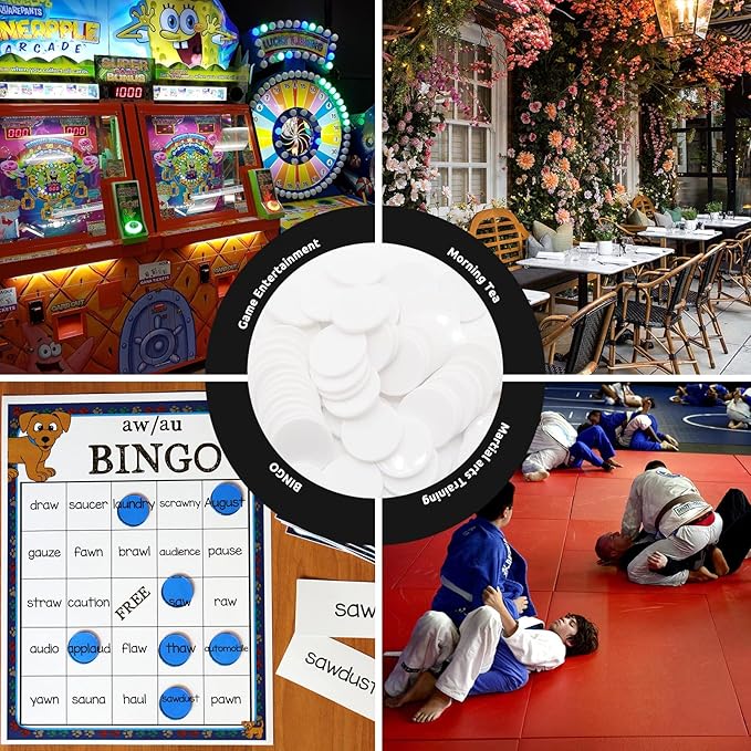 Set of 100 Opaque Plastic Learning Counters Mini Poker Chips Game Tokens with Storage Box (White, 1.58 Inch)