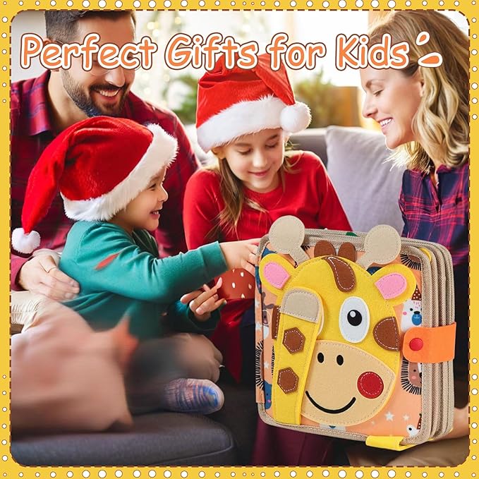 Busy Book for Toddlers 1-3, Montessori Busy Board for Kids, Preschool Learning Role Play Book Toy