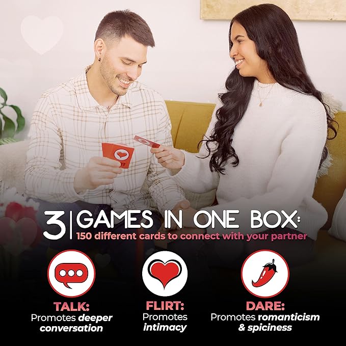 Fun and Romantic Game for Couples - Talk Flirt Dare - Date Night Box - Conversation and Action Cards for Couples to Strengthen Relationships - Exciting Levels for Connection & Intimacy