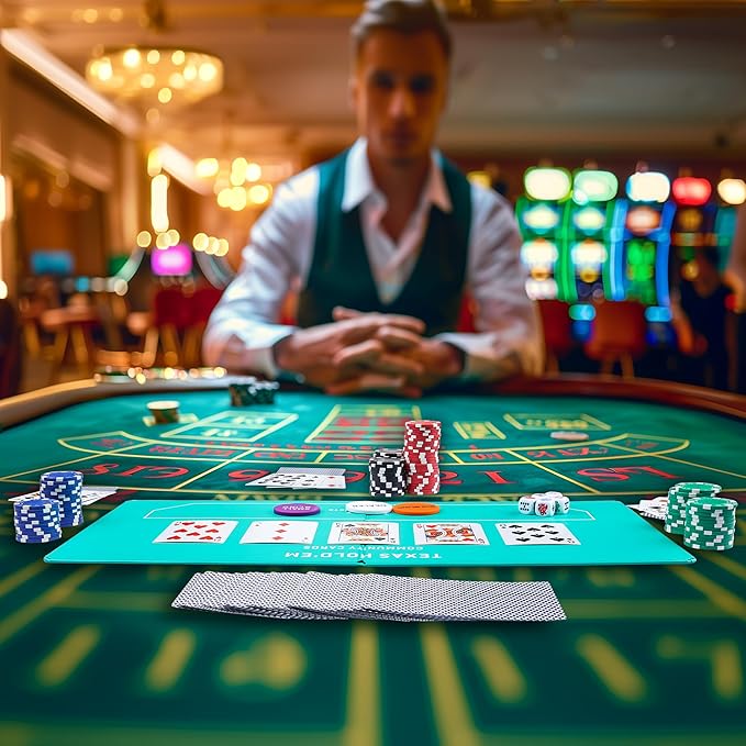 GOTHINK Classic Poker Chip Starter Game Set with 100 Professional Poker Chips, 2 Deck of Cards, 5 Dices & 3 Buttons, Poker Set Suitable for Texas Hold'em Blackjack Gambling Adults Kids Beginners