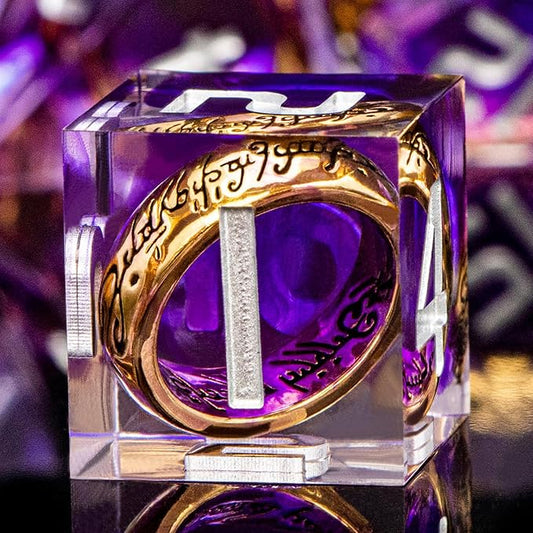 Magic Golden Ring DND Dice Set with Box, Purple Sharp Edge Handmade Lord D and D Polyhedral Dice for use with D&D Tabletop Games RPG, D20 D12 D10 D8 D6 D4