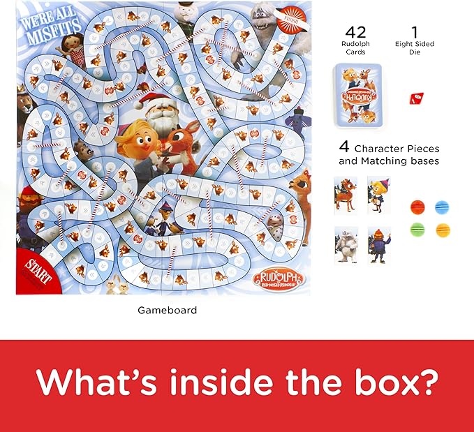 AQUARIUS Rudolph The Red-Nosed Reindeer Board Game - Fun Family Christmas Gift for Kids & Adults - Officially Licensed Rudolph Merchandise & Collectibles