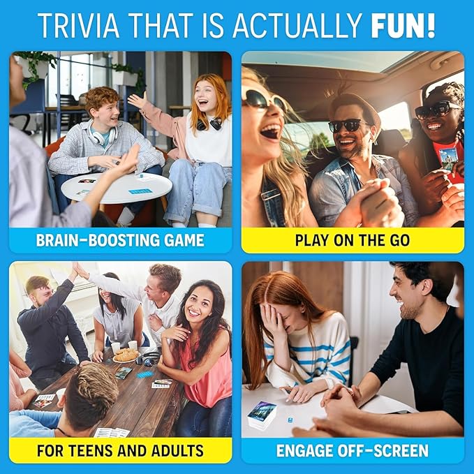 Super Trivia Games for Adults with 1200 Questions - Fun Board Game with Trivia Cards - Trivia Game for Family with Teens and Adults - Fun Party Games for Teenage Boy Gifts