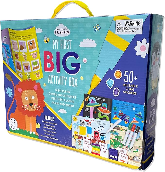 Parragon My First Big Activity Box for Kids Ages 3-5: Wipe Clean Boards, Activity Book, Game Cards, Reusable Stickers & Dry Erase Markers - Mazes, Search & Find, Games, & More!