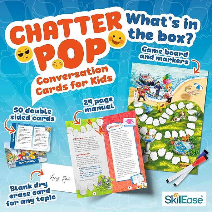 Chatter Pop Social Skills Game to Think About Others, Speech Therapy Materials, Therapy Games, Educational, Social Emotional Learning Activities, Conversation Starter Cards