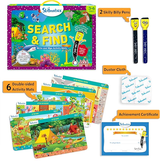 Skillmatics Search and Find Educational Game - Reusable Preschool Learning Activities, Perfect for Toddlers & Kids Who Love Toys, Art & Crafts, Builds Vocabulary, Gifts for Ages 3, 4, 5, 6