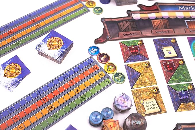 Sorcerer City Board Game | -Tile Laying and Deck Building Strategy Game of Wizard Architects, for Teens and Adults, 1-6 Players