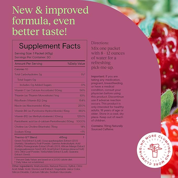 Yoli® Passion Energy Drink Powder Mix - Natural Energy Drink Mix for Endurance and Stamina, 30 Packets - Berry