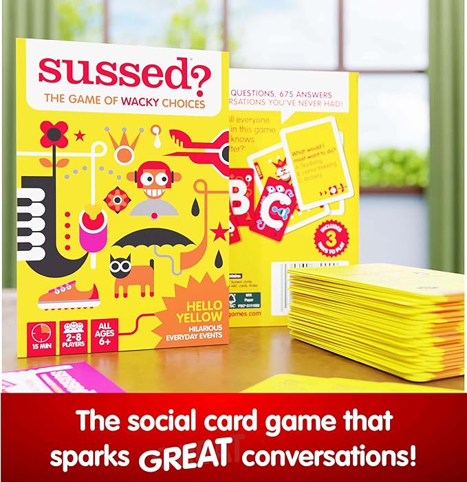 SUSSED The Wacky ‘What Would You Do’ Card Game - Social Fun for Kids - Summer Travel Game - for Road Trip Activities & Family Vacations - Ages 6+ - Yellow Pack