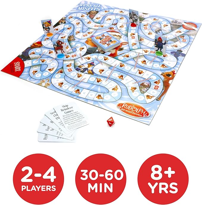 AQUARIUS Rudolph The Red-Nosed Reindeer Board Game - Fun Family Christmas Gift for Kids & Adults - Officially Licensed Rudolph Merchandise & Collectibles