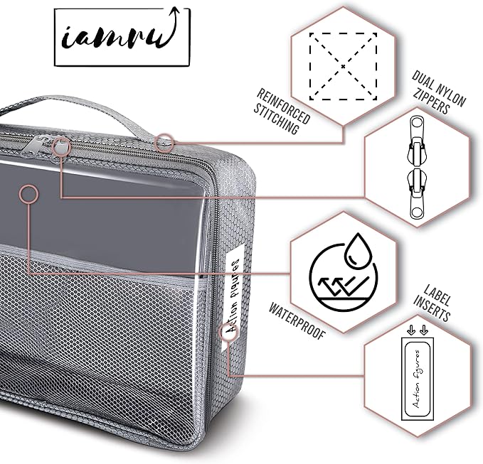 Toy Storage Bag, On the Go Toy Storage Organizer, Car Toy Organization, Blocks Travel Bag, Activity Bags for kids, Traveling Carrying Case, Storage Organizer (Large 3 pc Grey Bags)