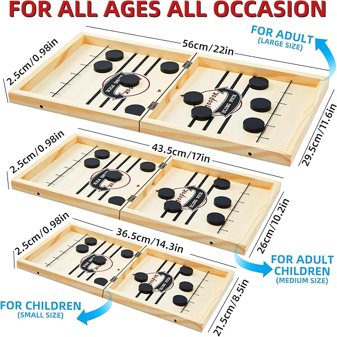 Fast Sling Puck Game - 2 in1 Chess Board and Desktop Battle Super Winner Game,Fast Action Wooden Air Hockey Board Game,Adults and Kids Family Friend Funny Slingshot Game Toys