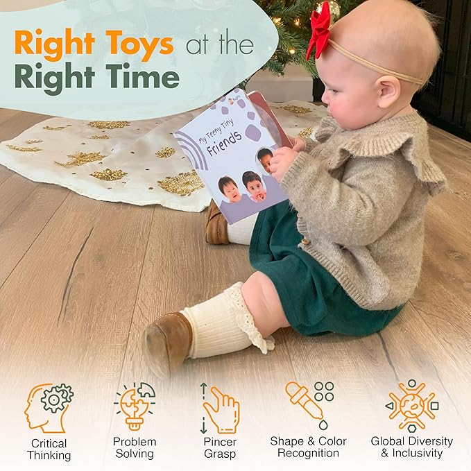 Montessori Toy Set 11-12 Months Baby Toys- 1 Year Birthday Gift, Push Ball, Shape Puzzle, Popup Toy, Pincer Grasp, Diversity Board Book, Picture Cards, Brain Development Toddler Toy