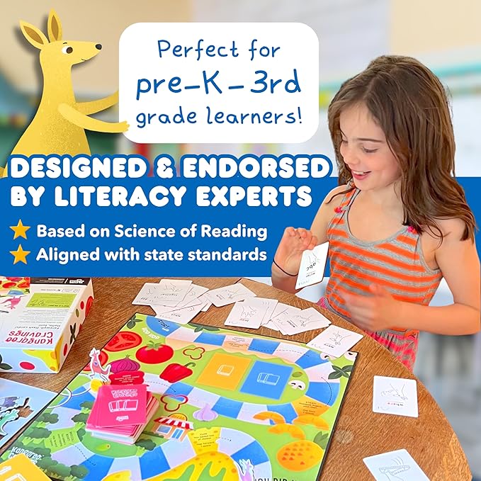 Kangaroo Cravings Learn to Read 300 High-Frequency Sight Words Board Game - Fun Learning Resource & Word Game for Kids Ages 4-9 - Parent & Teacher Must Haves for Preschool, Kindergarten, 1st-3rd Grade