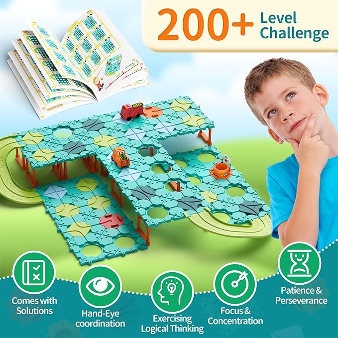 Puzzles for Kids Stem Kits Board Games, Automatic Toy Car Logic Maze Preschool Building Blocks for Boys Girls Ages 5 6 7 8 9 10 Birthday