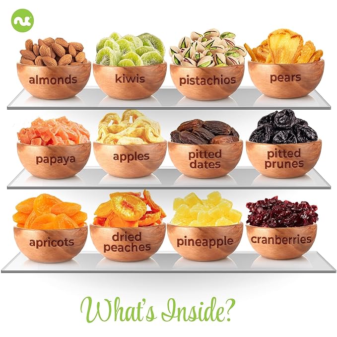 NUT CRAVINGS - Rosh Hashana & Shana Tova Dried Fruit & Mixed Nuts Gift Basket in White Gold Box (12 Assortments) Food Arrangement, Healthy Snack Care Package, Kosher