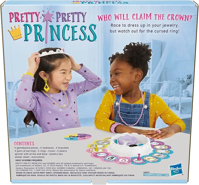 Pretty Pretty Princess Board Game, Classic Jewelry Dress-Up Games for Kids, Family Games for 2-4 Players, Kids Board Games, Ages 5 and Up