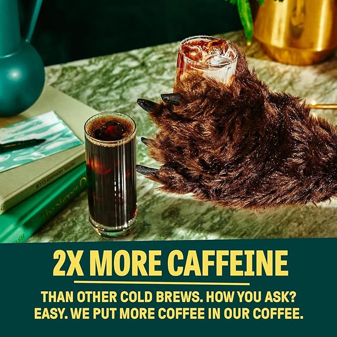 Wandering Bear Espresso Roast Organic Cold Brew Coffee, 32 fl oz, 6 pack - Extra Strong, Bold, Smooth, Unsweetened, Shelf-Stable, Ready to Drink, 100% Organic, Iced Cold Brewed Coffee Drinks