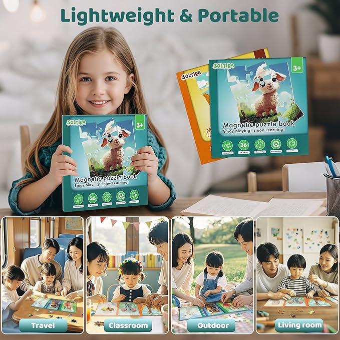 Puzzles for Kids Ages 3-5 72 Pieces Two-Book Travel Puzzles for Kids 4-6 Airplane Car Road Trip Activities Games Toys 3 4 5 6 7 8 Year Old Girls and Boys Gift