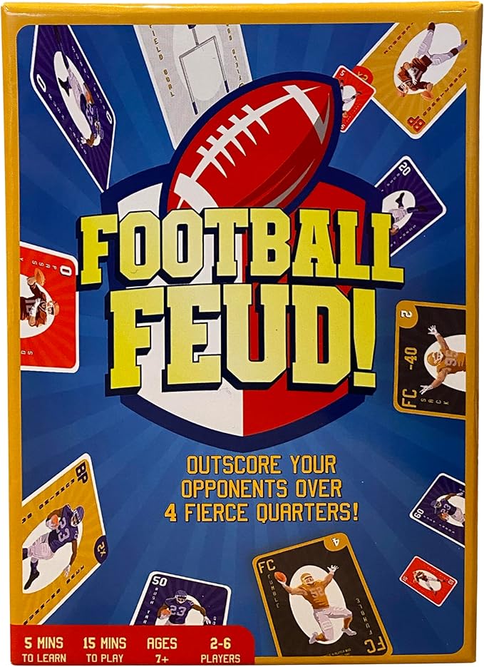 New Fast-paced Football Card Game for Families, Games Nights, Tailgates & Even Half-time | Enjoyed by Kids, Teens and Adults | 2-6 Players, Ages 7+, 5 min to Teach, 15 min to Play