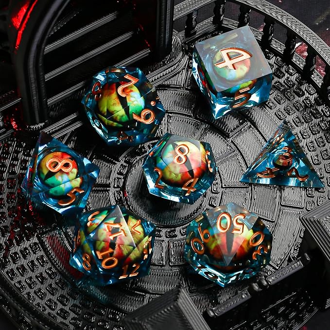 Liquid Core Dragon Eye DND Dice Set,Polyhedral Dice Set for Dungeons and Dragons TTRPG