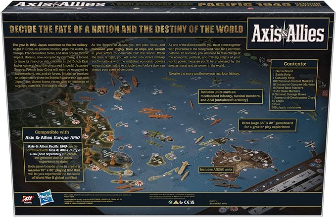 Avalon Hill Axis & Allies Pacific 1940 Second Edition WWII Strategy Board Game, with Extra Large Gameboard, Ages 12 and Up, 2-4 Players