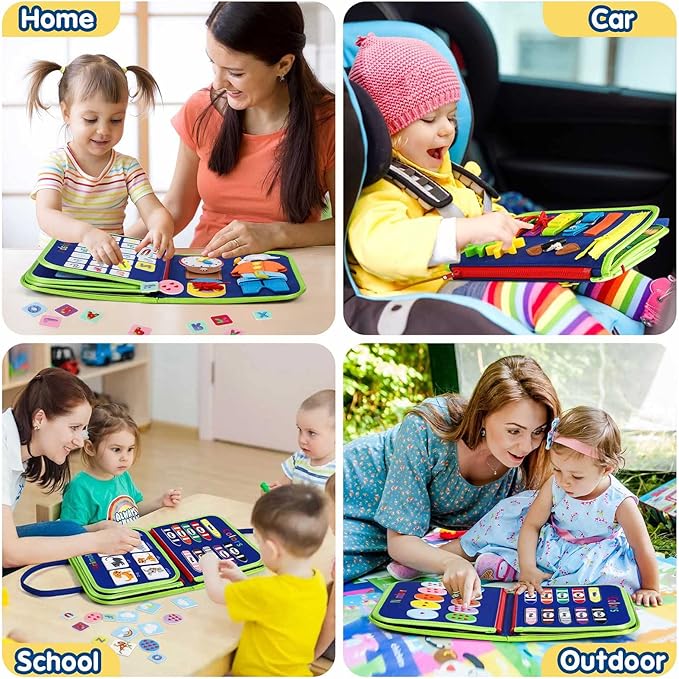 Toddler Busy Board - Montessori Toys for 1-3 Year Old Boy Birthday Gift, Educational Learning Sensory Busy Book for Two Year Old Boys, Kids Ages 2-4 Activities Toy for Airplane Car Travel