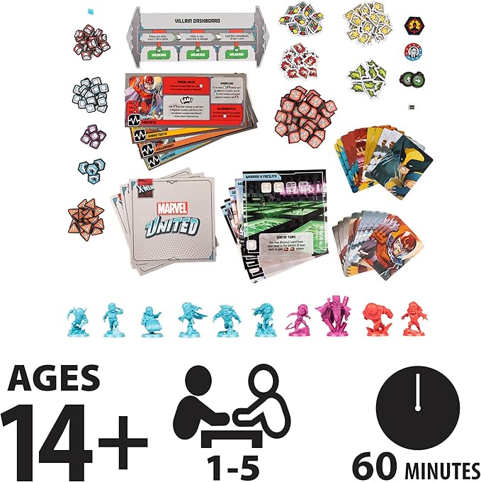 Spin Master Games, Marvel United: X-Men, Strategy Board Game, Includes Collectible Figurines, for Fans of Marvel Rivals & Action Movie Toys, 1-5 Players, for Adults & Teens Ages 14 & Up